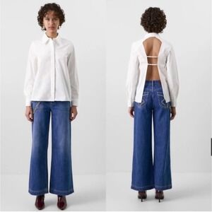 Gaia x Gap Open‎ Back Button-Down Shirt Long Sleeve Statement Blouse Top